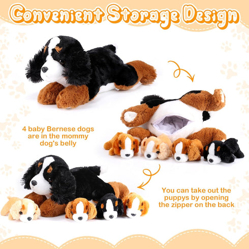 5 1 Mommy 4 Skylety Pcs Dog Stuffed Animal Puppy Stuffed with Babies Inside Big with Mini Baby Cute Soft Toy