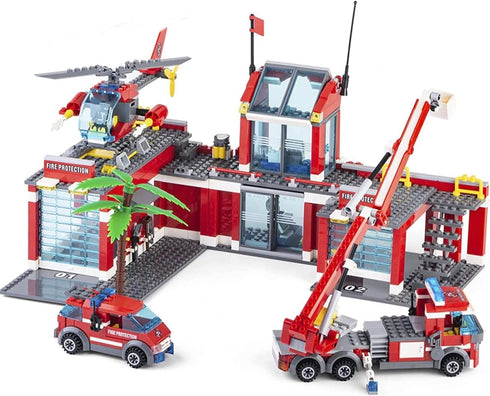 General Jim's Fire Station Multi Emergency Vehicle, 774 Piece Modular Building Block Bricks Toy