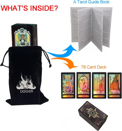 IXIGER Tarot Cards with Guide Book and Gift Bag - Classic 78 Card Deck for Beginners and Experts