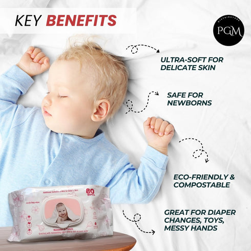 Generic 3X 80 Baby Ultra-soft, Water-based, thicker and softer Wipes, Plain