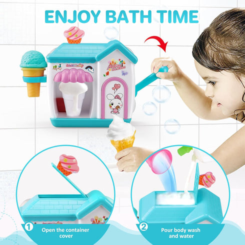 3 4 5 6 7 8 2-4, 3 4 5 6 7 8 Gretex Toddler Bath Toys for Years Old Girls, Bubble Ice Cream Maker Bath Toy, Shower
