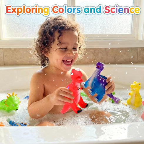 Lemofix 3-5 4-8 Set Color Changing Dinosaur Bath Toys: No Hole Mold Free Bath Toys for Kids Ages & | Magic Water