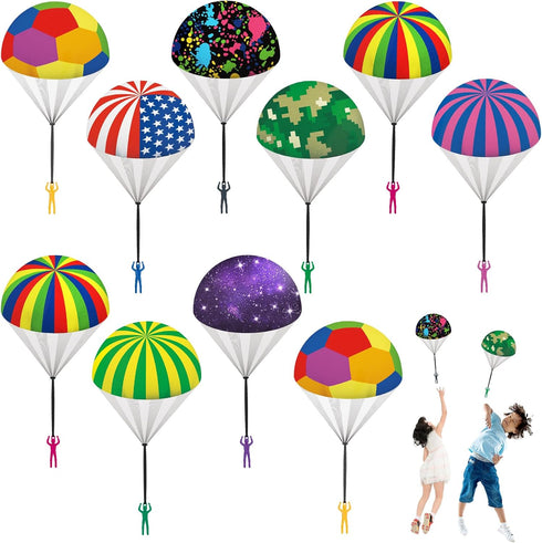 10 Pack Parachute Toys, Tangle Free Flying Toys for Toddlers, Outdoor Flying Fun for Kids