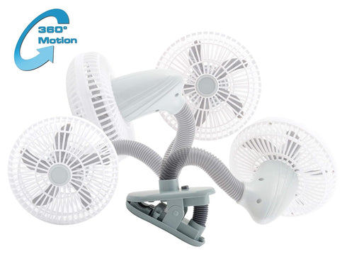 O2COOL 4 Inch Clip On Stroller Fan, Portable Battery Operated for Outdoor, Car Seat, and Baby Crib (Grey)
