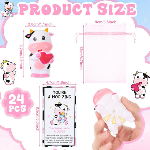50 Sets Set Jenaai Cute Rubber Cow Gifts Include Squeak Floating Cows Moo Moo Cards Organza Bags Rubber Animal Figures