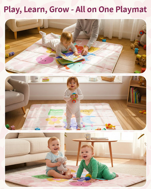 50x50 Inches Baby Play Mat, Foldable Play Mats for Floor, Crawling Mat for Playpen with Anti-Slip Bottom, Machine