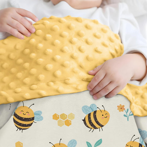 Bee Baby Blankets for Girls, 30 x 40 Soft Minky with Double Layer Dotted Backing, Gifts for Newborn Toddler