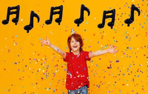 10 Pcs Music Note Black Balloons - 17 Inch Happy Birthday Banner for Birthday, Baby Shower, Outdoor & Home Parties