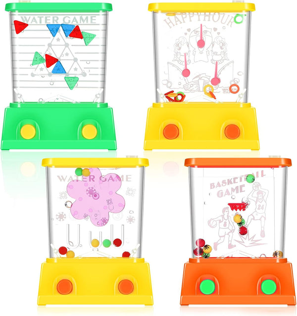 Gejoy 4 Pieces Handheld Water Games, Mini Retro Ring Toss Game for Kids Birthday Party Favor (Classic Style)