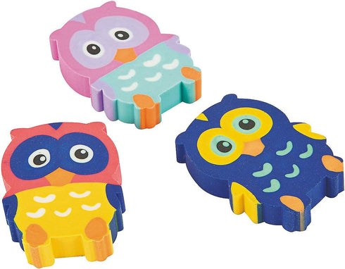 Fun Express Owl Eraser - 24 Pieces for Kids - Educational and Learning Activities