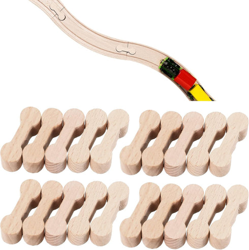 Hanaive 20 Pcs Wooden Dog Bone Track Connector Pack for Wooden Train Track Adapter Connector Pieces
