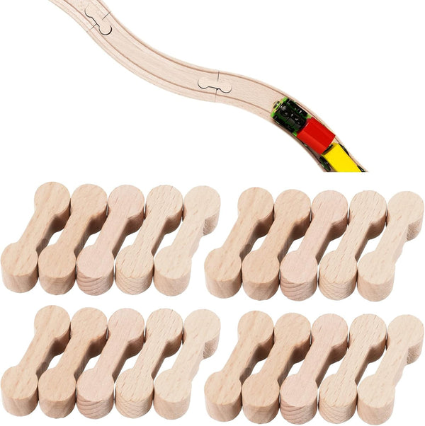 Hanaive 20 Pcs Wooden Dog Bone Track Connector Pack for Wooden Train Track Adapter Connector Pieces