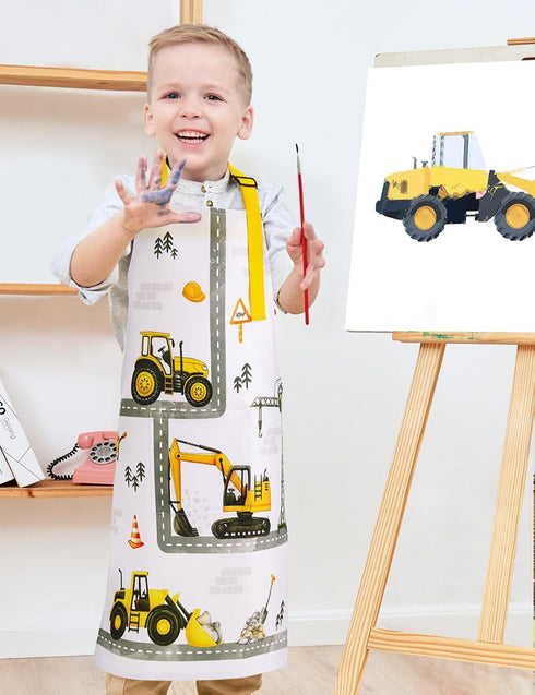 Set WERNNSAI Kids Apron for Girls Boys - Art Cooking Apron with Hat Oven Mittens