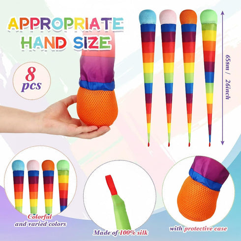 8 26 Inch Leyndo Pcs Throw and Catch Balls with Rainbow Tail, Fun Colorful Sports Comet Balls Playground Toys