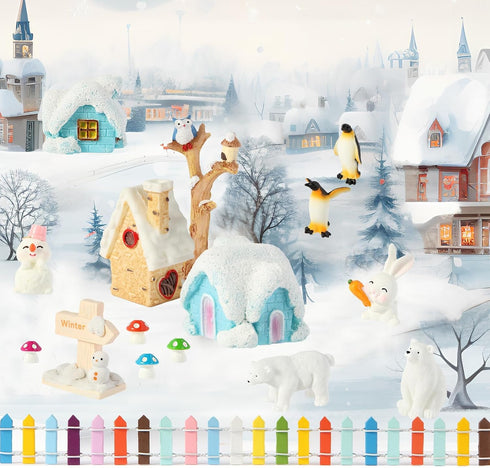 FIIOEOY 3 4 5 6 7 8 Snow Sensory Bin, Play Sand Art Kit for Kids with Sensory Sand, Arctic Animal Figures, Winter