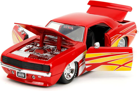 1:24 1969 Jada Big Time Muscle Chevrolet Camaro Die-Cast Car, Toys for Kids and Adults(Red)