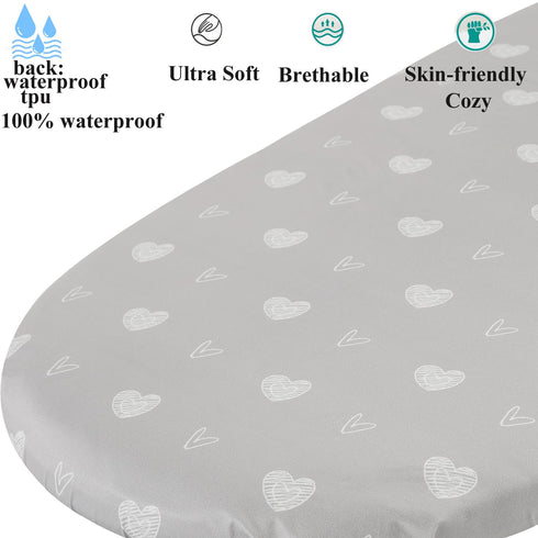 Waterproof Changing Pad Cover Set 2 Pack Stretch Jersey Knit Super Soft Grey Love & Stars