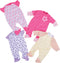 Constructive Playthings 4-Piece Sleeper Set for 12 Inch to 14 Inch Baby Dolls, Machine Washable Pajamas