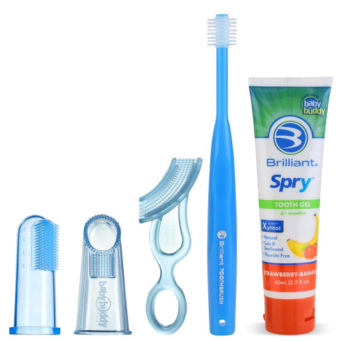 Baby Buddy Brilliant Infant Oral Care Set, 5 PC, Includes Tooth Gel, Finger Toothbrush, Baby Toothbrush