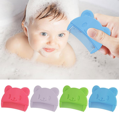 Uitndvyte Newborn Caps Comb Head Comb Bear Shape Comb Travel Hair Comb For Baby Toddler Bath Head Massage, blue