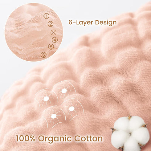 2 Pack 32"x32", 6 100% david's kids Hooded Baby Towels, Large Layer Muslin Cotton Highly Absorbent Girl Bath Towel