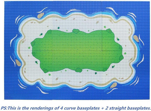 Feleph Classic Blue Baseplate for City Beach Road, 10 x 10 Inches, Compatible with All Major Brands (Straight 4PCS)