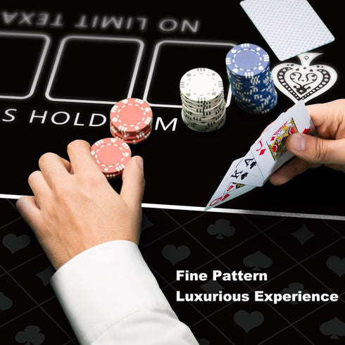 YUZPKRSI 70 x 35 Inch Poker Mat, 8 Players Texas Hold'em Poker Rubber Mat with Carrying Bag for Poker Games