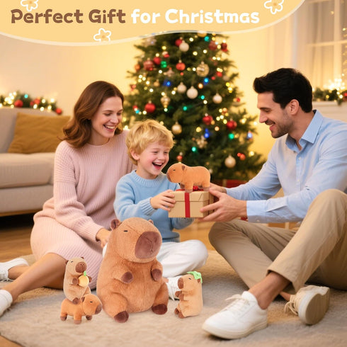 5-in-1 5PCS Set Mommy 4 3 8 SuzziPals Sitting Capybara Stuffed Animals with Babies Inside, Capybara Plush with & Babie