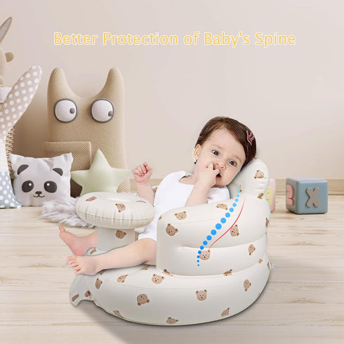 Inflatable Baby Chair with Tray, Blow Up Baby Seat for Infants 3 Months & Up