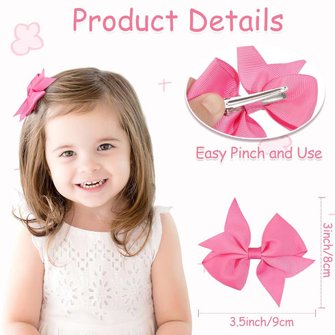 CÉLLOT 40pcs 3.5 inch Grosgrain Ribbon Hair Bows for Girls, Alligator Clips, Toddler Accessories