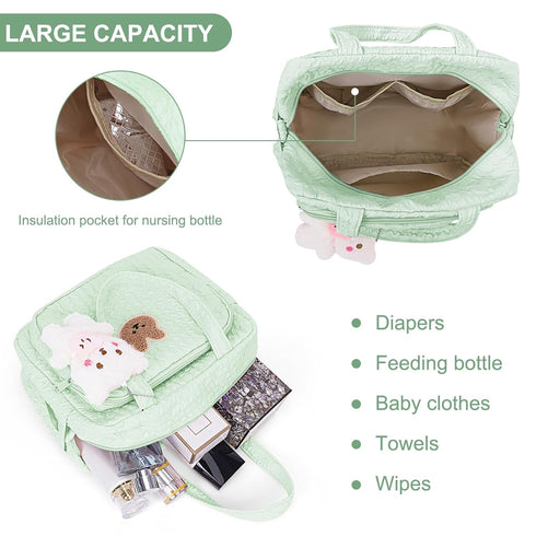 Lushandy Baby Diaper Bag Tote, Mom Bag Crossbody Diaper Bags Baby Travel Bags for Girl Paaleras Para Bebe (Green
