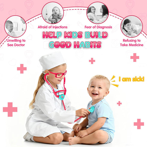 3-5, Doctor Kit for Kids, Pretend Play Medical Toy Doctor Cart, Doctor Toy for Toddlers Christmas Birthday Costume Role