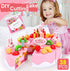 38 PCS DIY Cutting Birthday Party Cake Toy Set - Pretend Play Kitchen Food Toys, Pink/Blue Cut Cake Toys for Girls Boys