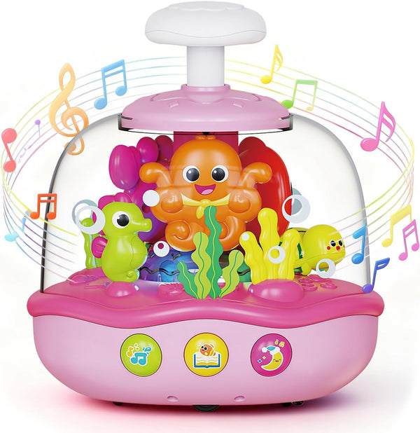 MoraBaby Baby Girl Toys 6-12-18 Months, Press & Spin Ocean Musical Light Up