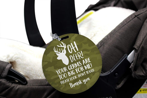 Camouflage Deer Stop No Touching Baby Car Seat Sign, Country Boy Stroller Tag, Camo Car Seat Accessory