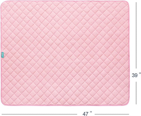 Toddler Nap Blanket for Daycare, Quilted Kids Cot Bed Blanket, 39"x47", Lightweight Pink Swaddle