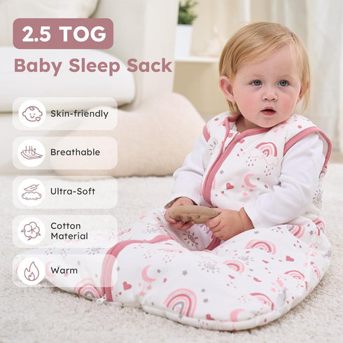 18-24 2.5 2-Way Baby Sleep Sack Months, TOG Cotton Winter Baby Wearable Blanket with Zipper, Warm Soft Sleeping Bag