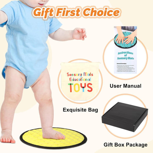 9 Package, (8.3 Inch) Upgraded Pcs Sensory Mats with Gift Mixed Textured & Colors Sensory Toys for Kids with Autism