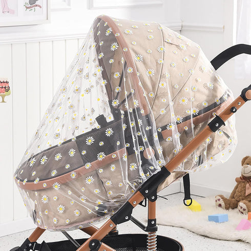 Portable Daisy Print Mosquito Net for Stroller, Baby Pram Netting Cover, Bug Net for Strollers, Bassinets, Cradles