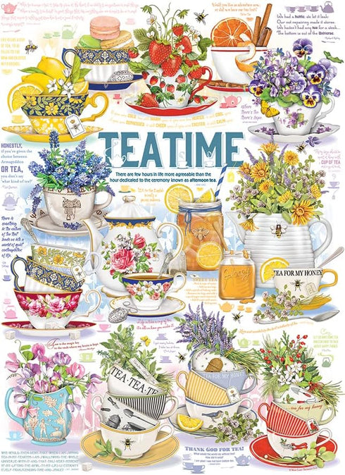 Cobble Hill 1000 Piece Puzzle - Tea Time - Includes Sample Poster