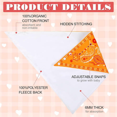 Jiuguva 8 Pack Absorbent Bandana Bibs Set for Adults, Large Neutral Paisley Bibs for Men, Women, Teens, 8 Colors