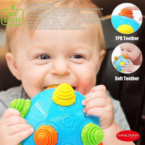 3+ VANLINNY Toddlers Baby Music Shake Ball Toy Bumble Ball for Babies,Dancing Bumpy & Interactive Sounds Crawl Toy