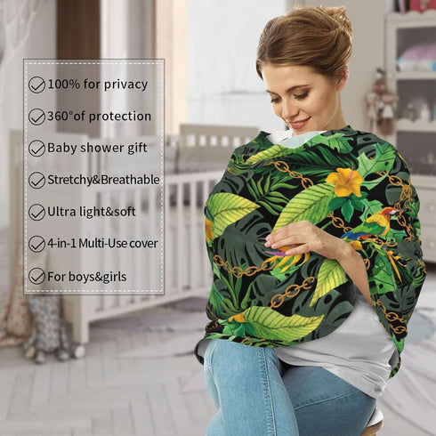 Schgap Flowers Macaw Car Seat Covers for Baby, Nursing Cover Breastfeeding Baby Carrier Covers Carseat Canopy