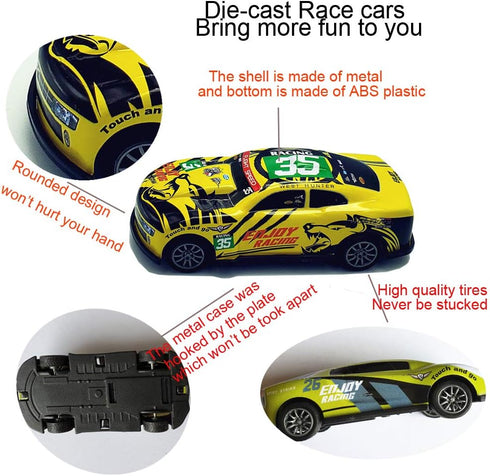 Pull Back Racing Cars Diecast Race Car Vehicles, Set of 5 (3 Inch Metal Friction Powered Toys)