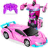 Pink Remote Control Car Toys for Girls 3-12, 2.4Ghz Transformation Robot RC Cars with One-Button Deformation & Drifting