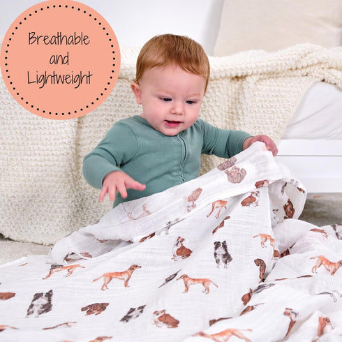 100% 47 47 Inches, LollyBanks Swaddle Blanket, Cotton Muslin Swaddle Blankets, Neutral Swaddle Blanket x Baby Blanket