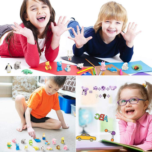 46Pcs Animal Erasers Bulk, Mini Puzzle Erasers for Kids, Party Favors, Classroom Prizes, and School Supplies