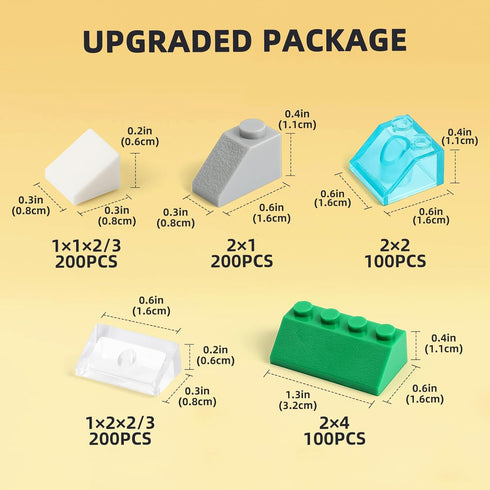 Noorastars 800 5 18 Pieces Building Bricks, Sizes Building Pieces, Classic Slope Block Bulks - Compatible with All