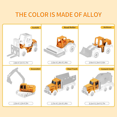 Toddler Construction Toys Car Transport Vehicle with Play Mat, Die-cast Alloy Engineering Gifts for Kids