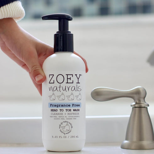 9.65 oz Absolutely Natural Zoey Naturals Fragrance-Free Head to Toe Baby & Toddler Wash Tear-Free Body Wash and Shampoo